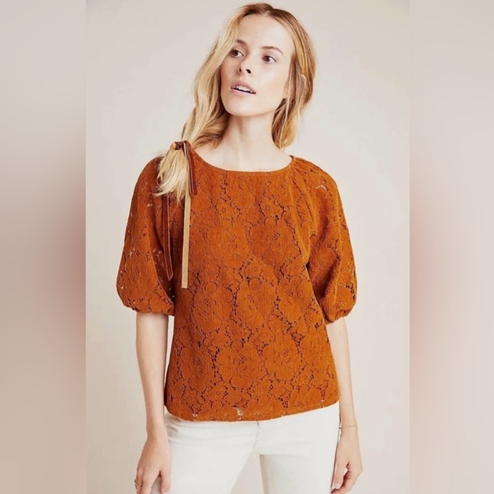 Anthropologie Lace Women Top in Rust XL NWT
